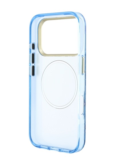 Apple iPhone 18 Pro Uyumlu Kılıf Guess Lisanslı M-safeli Gül Desenli Simli Yazı Logolu Kapak Açık Mavi
