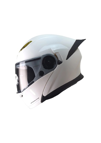Fazer 965 Çene Açılır Kask Beyaz Siyah Camlı+güneş Vizörlü