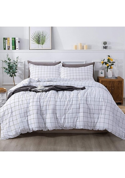 Mulberry Plaid Nevresim Takımı Çift Kişilik 200x220 - Beyaz