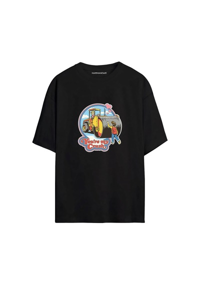 You're My Crush Baskılı Unisex Siyah Oversize T-shirt SIYAH