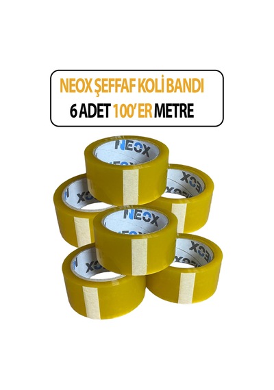 Şeffaf Koli Bandı 6 Adet 100'er Metre 6