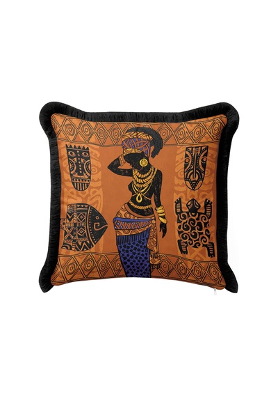 Afrika Etkili Etnik Saçaklı Yastık Kılıfı - Tribal Bohem Turuncu Siyah Püsküllü Kırlent Kılıfı Koyu Okyanus Bronz Afrika Etkili Etnik Saçaklı Yastık Kılıfı - Tribal Bohem Turuncu Siyah Püsküllü Kırlent Kılıfı Koyu Okyanus Bronz