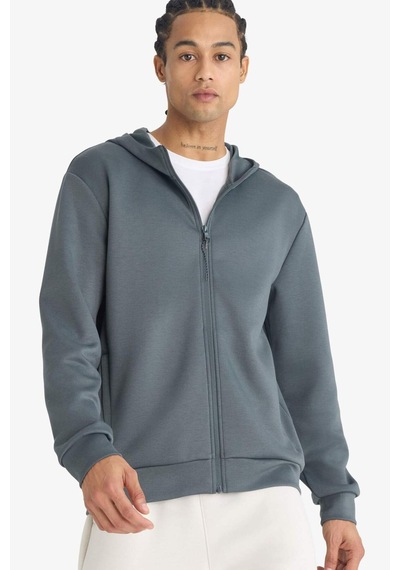 Defacto Standart Fıt Kapüşonlu Fermuarlı Sweatshirt F9377AX26SP