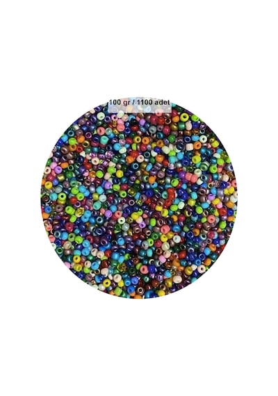 Karışık Renk 4 Mm Yaklaşık 1100 Adet / 100 Gram Cam Boncuk Oya Yazma Bileklik Ve Kolye Çok Renkli
