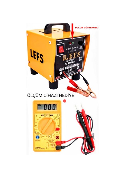 Pro Lefs Akü Şarj Cihazı 12 V 20 Amper, Avometre Ölçüm Cihazı