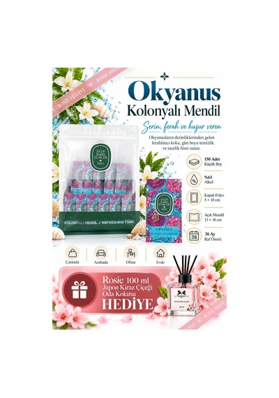 Eyüp Sabri Tuncer 150'li Kolonyalı Mendil 6'lı İmza Kokular Seti + Rosie 100 Ml Japon Kiraz Çiçeği Tekli