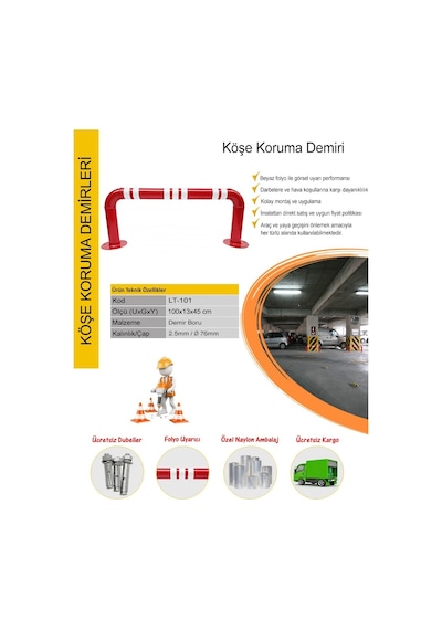 Otopark Bariyeri Kolon Köşe Koruma Bariyeri Demir Kolon Koruyucu