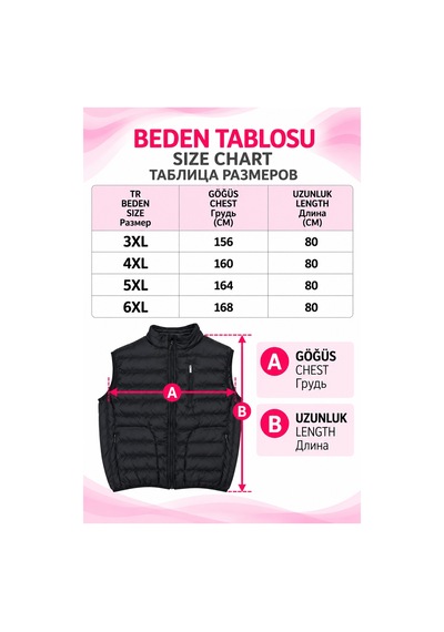 Annex Büyük Beden Erkek Şişme Fermuarlı Yelek Siyah