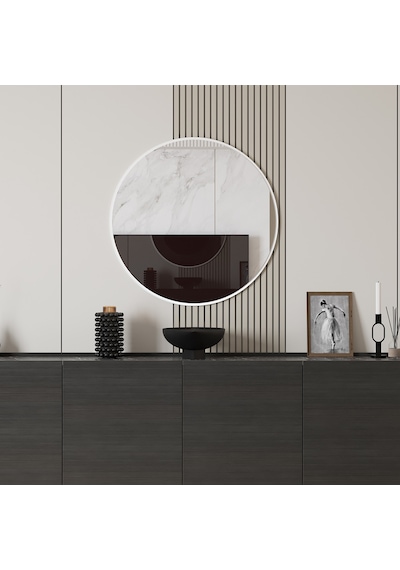 Sephia Yemek Odası Aynası Yuvarlak - Diamond Beyaz 72x2x72 Cm