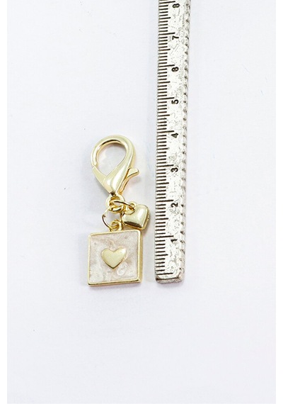 Mineli Metal Kalp Klipsli Cüzdan Süsü Charm Çanta Süsü Anahtarlık