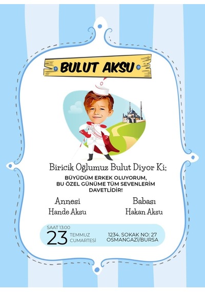 Bk Gift Kişiye Özel Bitmeyen Sünnet Davetiyesi Model 5