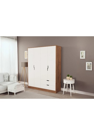 Moderno Xl 4 Kapaklı 2 Çekmeceli Gardırop Geniş Aileler İçin Şık Çözüm Atlantik Çam - Beyaz Moderno Xl 4 Kapaklı 2 Çekmeceli Gardırop Geniş Aileler İçin Şık Çözüm Atlantik Çam - Beyaz