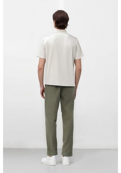 Defacto %100 Keten Normal Kesim Crop Duble Paça Yazlık Kumaş Pantolon C1826ax25smkh433 Haki