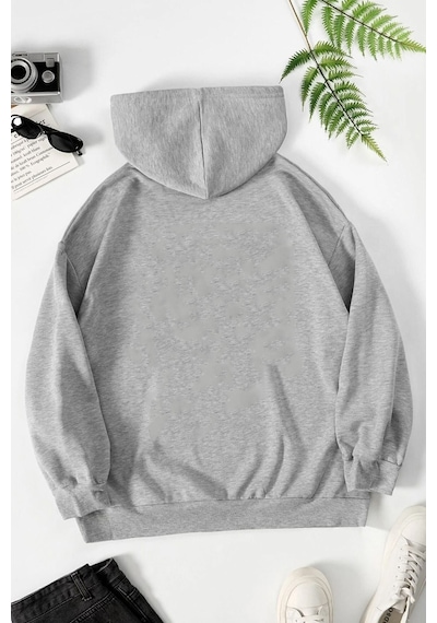 Uyguntarz Unisex Uzay Temalı Sweatshirt Gri