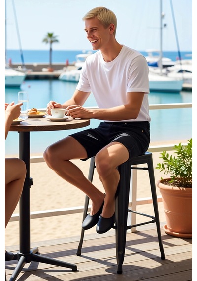 Benerly Erkek Şort Kot Bermuda Baggy Geniş Kesim Straight Kalıp Düz Desen siyah
