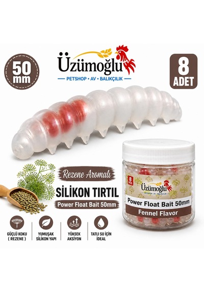 Üzümoğlu Şeffaf Sarımsak Aromalı Silikon Tırtıl 50mm 8 Adet