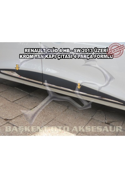 Renault Clio 4 Hb Formlu Krom Yan Kapı Çıtası 4 Parça 2013 Üzeri