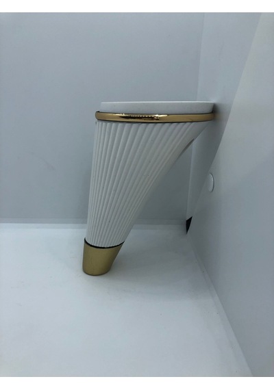 Karakoçaksesuar Plastik,15 Cm Beyaz-Gold Koltuk,Baza,Mobilya Ayağı (4 Adet)