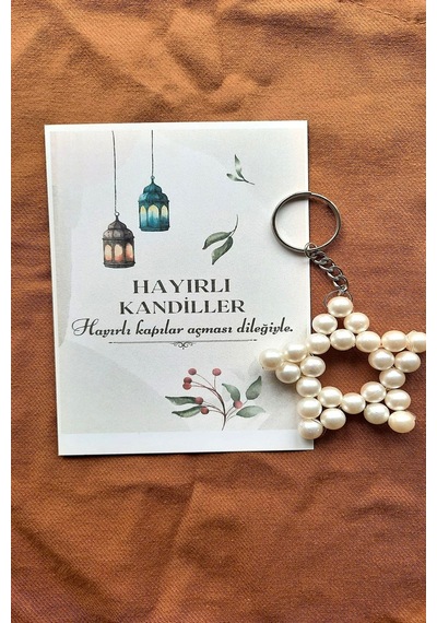 10 Adet Kandil Hediyesi - İnci Anahtarlık - Ramazan Hediyesi - Ka