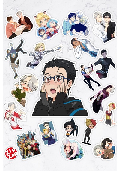 Yuri On Ice Anime Telefon Laptop Bullet Journal Yapışkanlı Folyo Sticker Paketi 20 Adet Çok Renkli