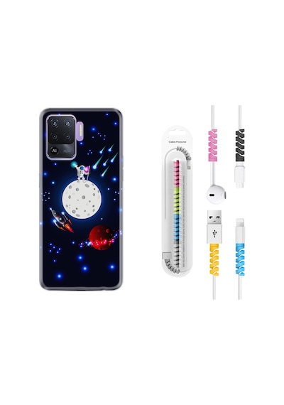 Oppo Reno 5 Lite Kılıf Kablo Koruyuculu Ay Ve Astronot 1694