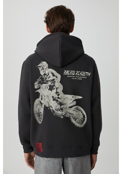Grımelange Edgar Erkek Yumuşacık Kapüşonlu Oversize Antrasit Sweatshirt