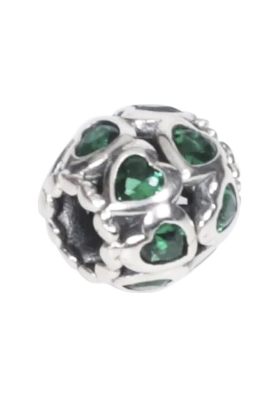 Nur Silver Yeşil Kalpli Gümüş Charm Nur-bl00991
