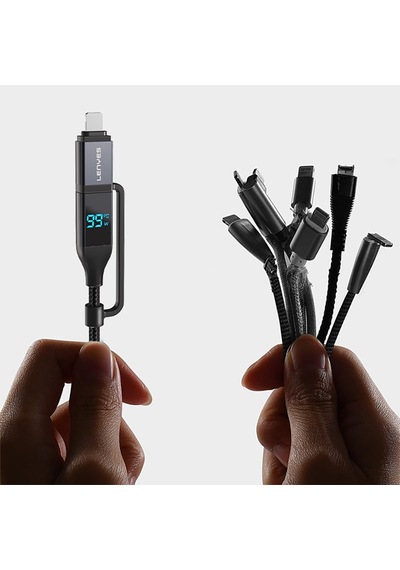 Lenyes Lc542 Dijital Göstergeli 4in1 Usb-a - Type-c + Type-c To Lightning 100w 1m Siyah