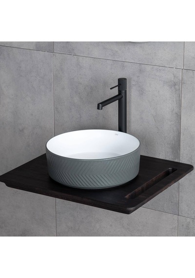 Lena - Tezgah Üstü Lavabo Mat Gri&parlak Beyaz - E-w5002gb- Antrasit