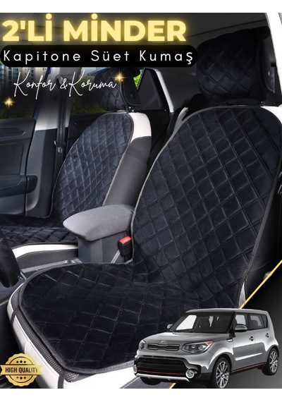 Kia Soul Uyumlu 2'li Süet Oto Koltuk Minderi Universal Hızlı Montaj Su Geçirmez A2 Siyah