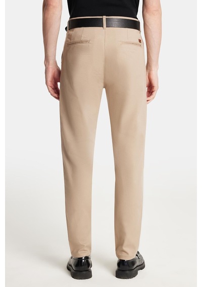 Tudors Erkek Regular Fit Chino Esnek Yandan Cepli Önü Fermuarlı Pamuklu Dokulu Bej Pantolon-34528 Bej
