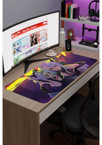 Cyberpunk Edgerunners Dikişli Kauçuk Oyuncu Mousepad V5 - 90x40 Xxl Gaming Mouse Pad