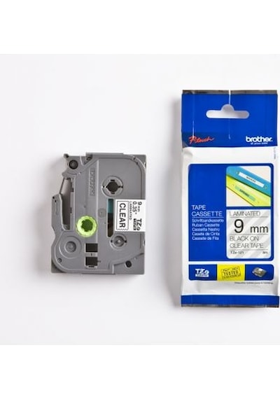 Brother P-Touch Tze-121 Tze-Tape 9Mm  Şeffaf Üzerine Siyah Laminas
