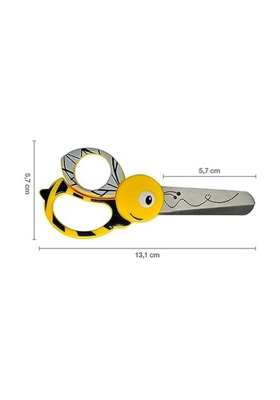 Çocuk Hayvan Makası Arı Motifli, 4 Yaşından İtibaren, Uzunluk: 13 Cm, Sağ Ve Sol Elini Kullananlar İçin, Paslanmaz Çelik Bıçak/plastik Saplar, Sarı, 1003747 Sağ Ve Sol Elini Kullananlar İçin, Paslanmaz Çelik Bıçak/plastik Saplar, Sarı, 1003747