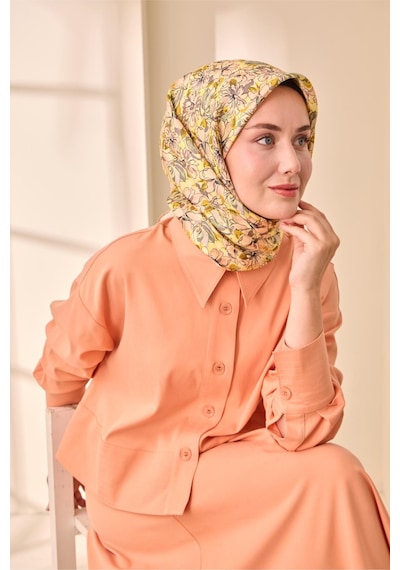 Silk Home Twill İpek Eşarp 11477-30 Butter Yellow, Pudra Pembe, Gül Kurusu, Çağla