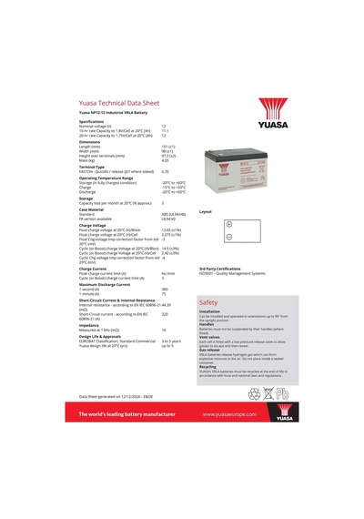 Np12-12 12v 12 Ah Agm Akü