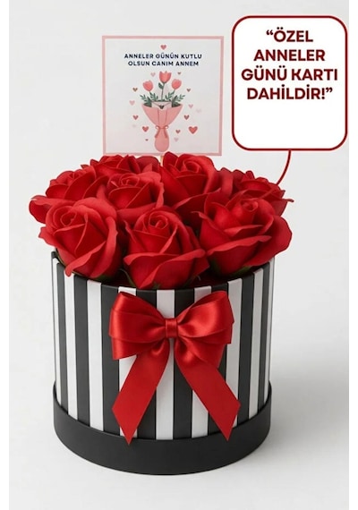 Sevdiklerinize Özel Mesajlı 9 Lu Kırmızı Gül Buketi Kıza Arkadaşa Sevgiliye Hediye Kutusu
