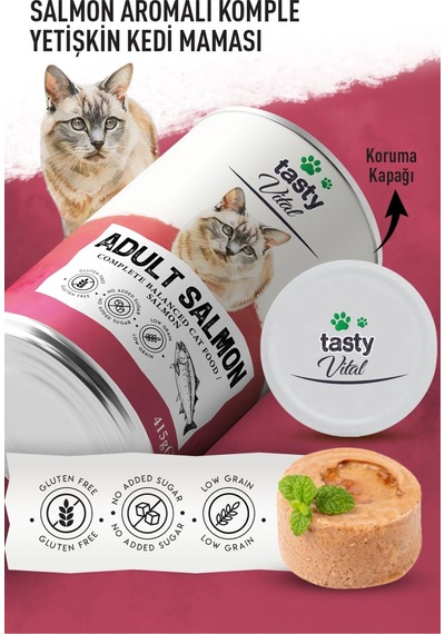 Somonlu Yetişkin Kedi Konservesi Pate Ve Yumuşak Formda 415 Gr