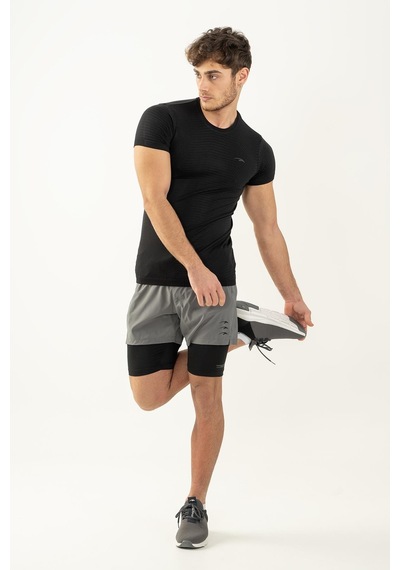 Maraton Active Slimfit Erkek Bisiklet Yaka Kısa Kol Koşu Siyah T-Shirt 821072-Siyah