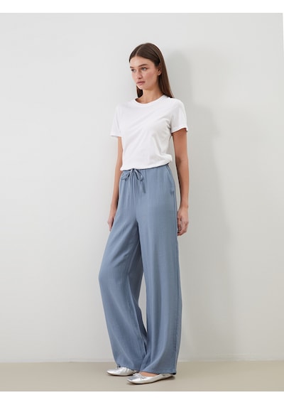 Lcw Modest Mavi Beli Lastikli Dokulu Kadın Pantolon
