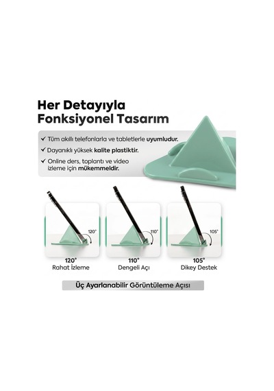 Telefon Tablet Tutucu Piramit Tasarım 3 Açılı Masaüstü Stand, İ Diğer