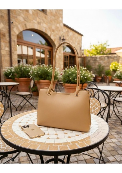 Just Polo Özel Tasarım Premium Kadın El Çantası - Elit Zarif Ve Şehirli Stil Shopper Vizon