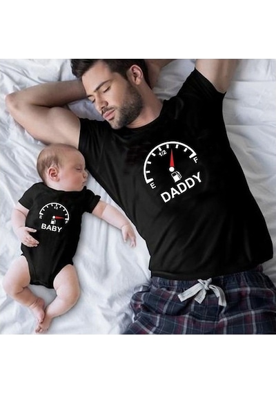 Daddy Baby Benzin Baba Oğul Kız Tişört Zıbın Kombini