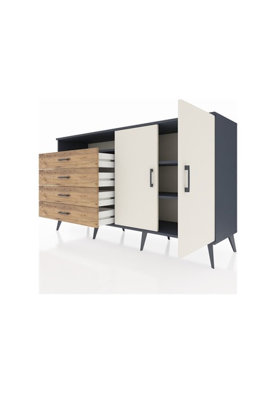 Hyperion Konsol 3 Raflı 4 Çekmeceli 2 Kapaklı 176x44x99 Antrasit- Antrasit-aytaşı/çam Hyperion Konsol 3 Raflı 4 Çekmeceli 2 Kapaklı 176x44x99 Antrasit- Antrasit-aytaşı/çam