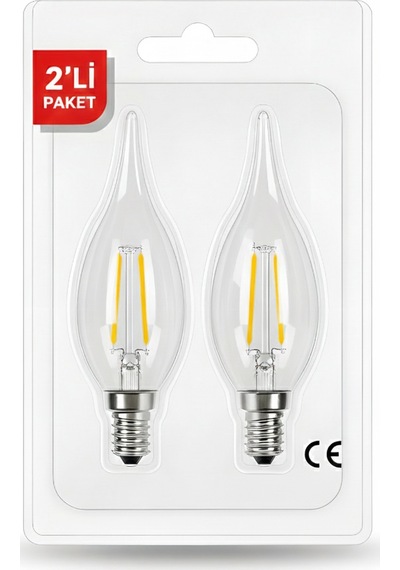 Kes498 Led Flamanlı Buji Ampul 4w 2700k E14 2 Li Paket