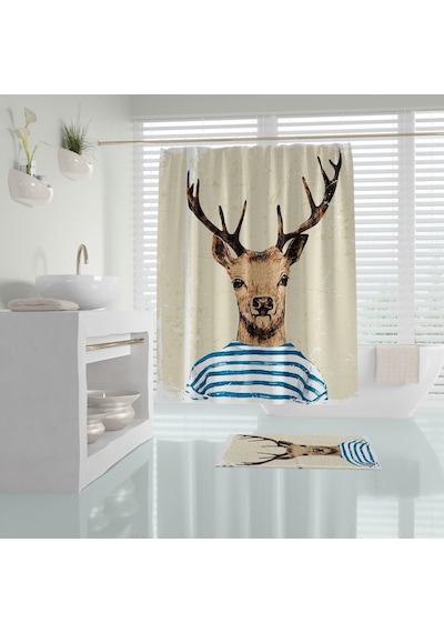 Zethome Tropik Deer Banyo Duş Perdesi Tek Kanat 1X180X200 (553696338) Çok Renkli