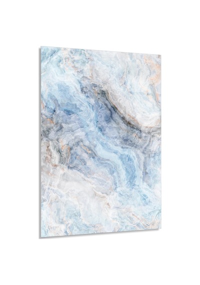 Mavi Beyaz Mermer Cam Tablo Dikey 50x70 Cm