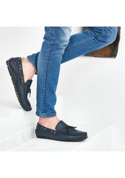 Erkek Lacivert Deri Loafer