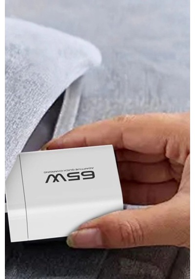 C99q 65w Pd Destekli Type-c Ve Usb Çift Çıkışlı Hızlı Şarj Adaptörü - Beyaz Renkli
