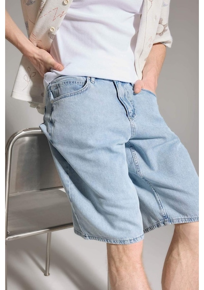 Defacto Yumuşak Dokulu Baggy Fit Bermuda Jean Şort G4209ax26smnm39 Mavi-nm39